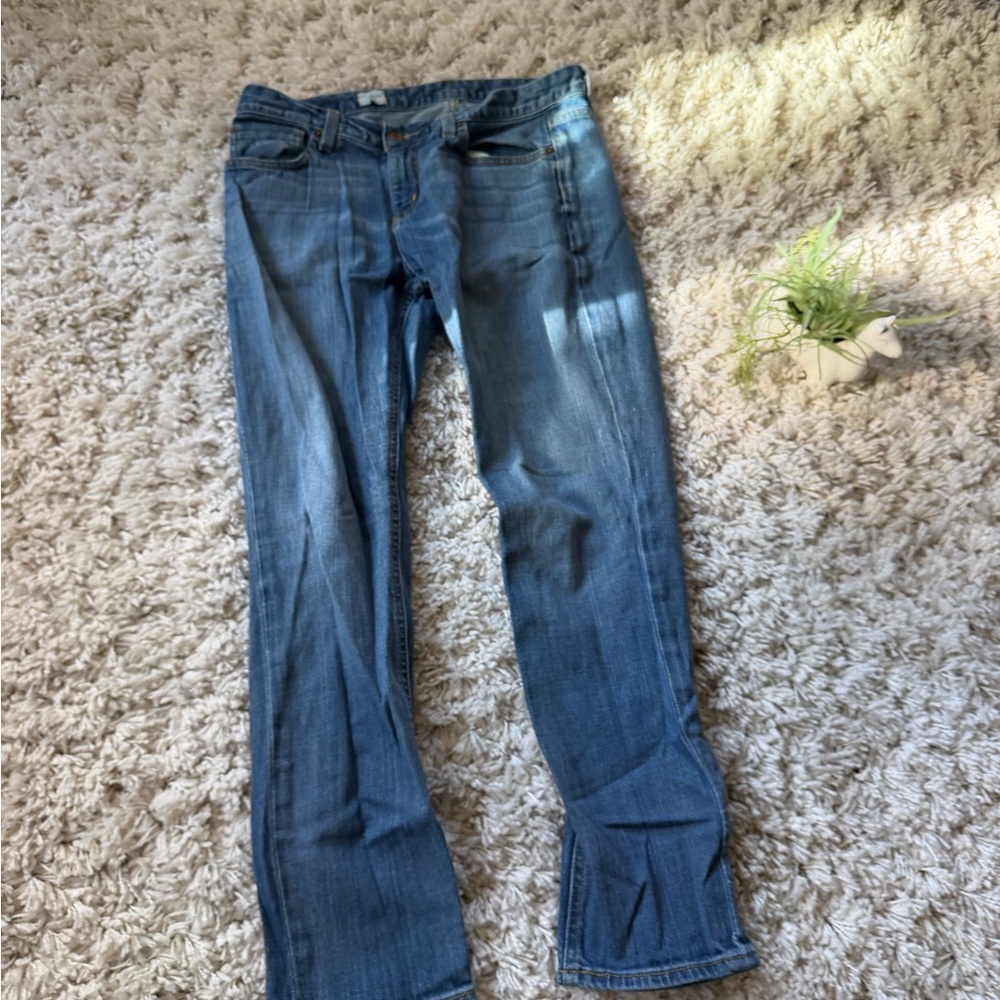 Lands' End Women's Straight Leg Blue denim, comfortable, baggy Jeans